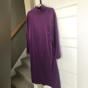 Deep Purple Land’ End Turtleneck Dress. Matching Tie Belt. Excellent Condition!
